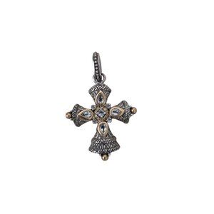 Barbara Bixby 925 SS 18K White Topaz Embellished Cross Enhancer Pendant